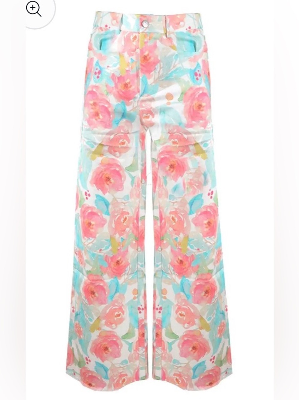 NWT Elsie & Fred Floral Print jeans sz small new wide straight leg
